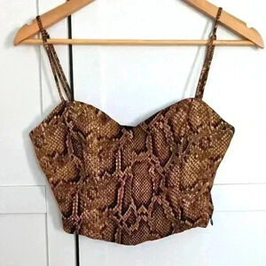 ZARA  | Snake Print Brown/Black Adjustable Pullover Crop Top Size Small